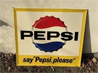 1960s Embossed Tin Pepsi Sign