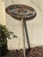 Antique Cast Iron Railroad Crossing Sign