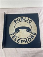 Tin Public Telephone Flange Sign