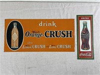 Ward's Orange Crush Tin Tacker and Coke Door Push