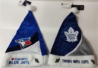New Condition Blue Jays & Leaf's Santa Hats