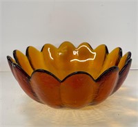 Vtg Indiana Glass Bowl 12 Petal Lotus Flower HEAVY