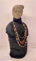 Bust with real Beaded Necklace