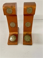 Heavy Iron bookends with -1776-1976 coins