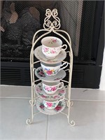 Tea cup holder and teacups