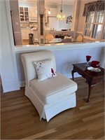 Hickory and white accent chair (stained)