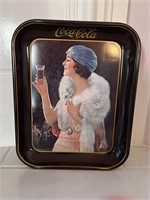 Metal Coca-Cola Tray flapper girl vintage bar ware