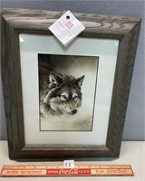 PICTURE OF WOLF FRAMED WALL HANGING