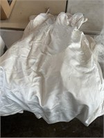 Wedding dress, shoes, and veil