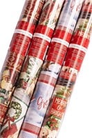 4PK Christmas Gift Roll Wrapping Paper