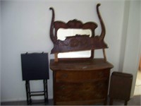 Antique Dresser w/ Mirror & TV Trays