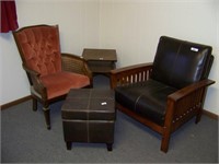 2 Chairs, Side Table, Storage Ottoman