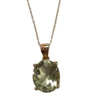 Rgold-pl 5.07ct Oval Green Amethyst Necklace