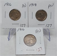 (2) 1916, ‘18 Nickels AU