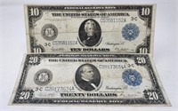 $10, $20 FRN Series 1914  F