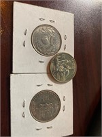 3 collectible quarters in holders