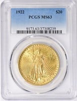 1922 $20 St. Gaudens Gold Double Eagle PCGS MS-63