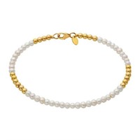 14K Yellow Gold Beads & Freshwater Pearls Bracelet