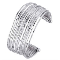 Sterling Silver 15-Wire Hammered Cuff Bracelet