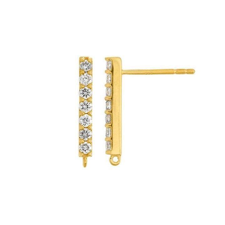 14K Yellow Gold Diamond-Set Post Earrings
