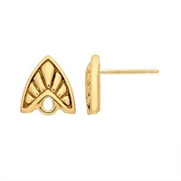 14K Yellow Gold Fluted Chevron Post Earrings