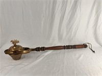 Double gimbal brass parade torch w/ wood handle