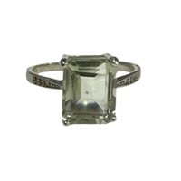 Brilliant 3.74ct Emerald Cut Green Amethyst Ring