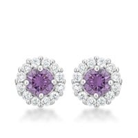 Round 2.52ct Amethyst & White Topaz Halo Earrings