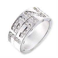 Matte Silver .08ct White Sapphire Ring