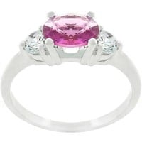 Oval Cut 1.00ct Pink & White Sapphire 3-stone Ring