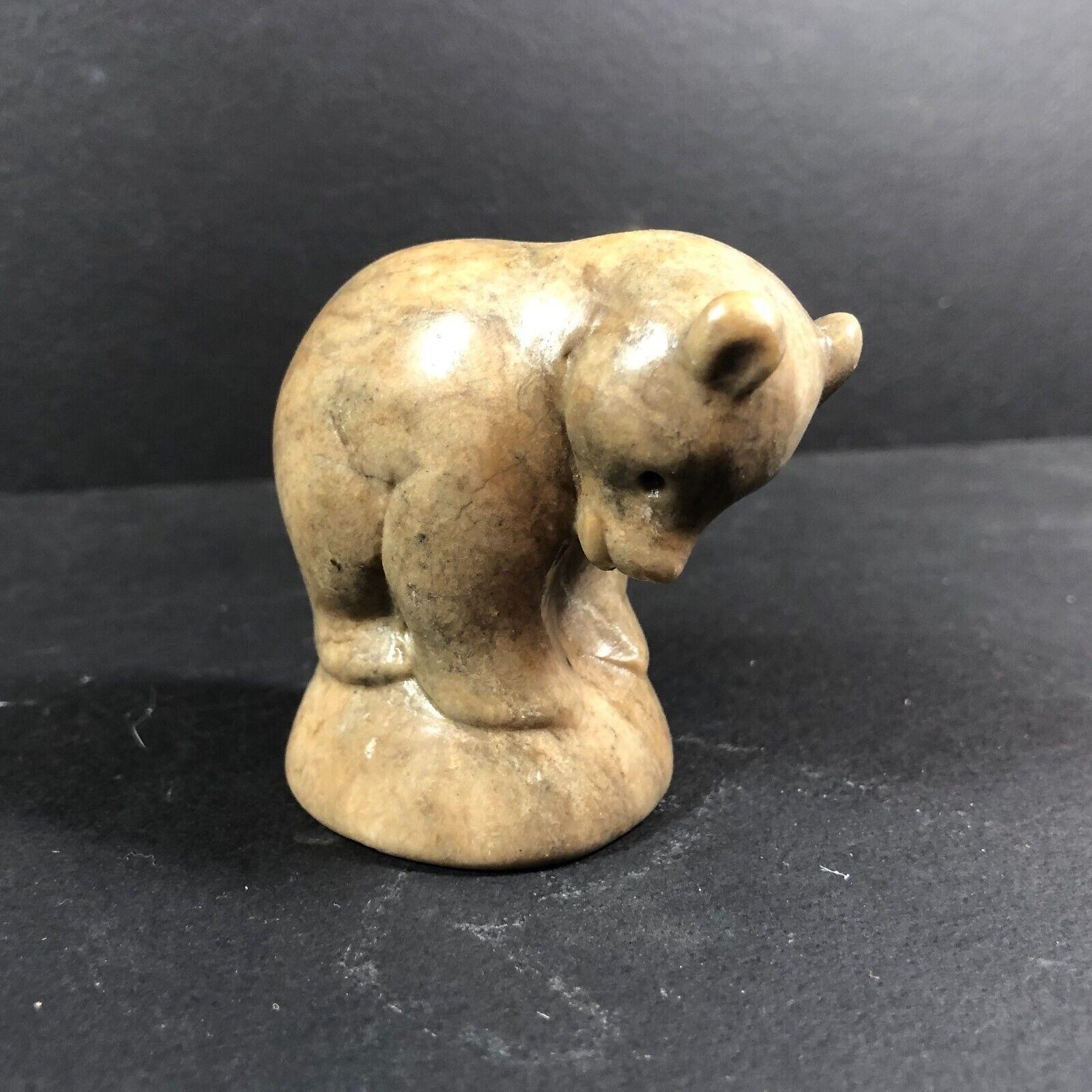 Carved Stone Little Bear Paperweight