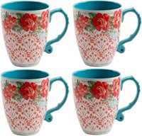 Vintage Floral 4pc 26oz Latte Mug Set