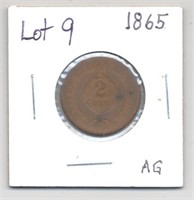 1865 2 cent coin