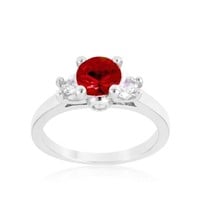 1.76ct Ruby & White Sapphire 3-stone Ring