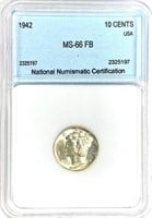 1942 Mercury Dime MS-66 FB