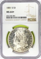 1881-S Morgan Silver Dollar MS-64 +