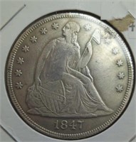 1847 cc $1 seated liberty token