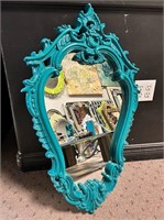 Turquoise Lacquered Decorative Mirror