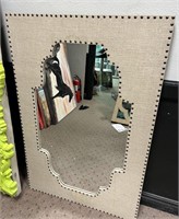 Beige Fabric Decorative Mirror