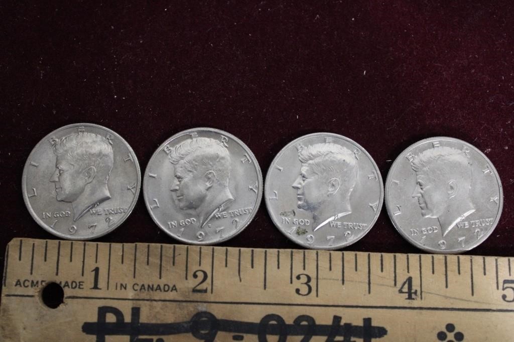 4 - 1972 U.S Half Dollar Coins