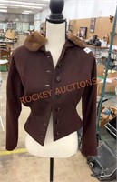 Vintage kennie wool jacket with fur collar