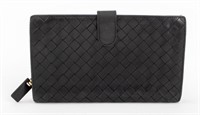 Bottega Venetta Black Woven Leather Wallet