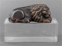 Grand Tour Style Bronze Reclining Lion Sculpture