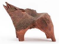 Signed Mid-Century Modern Pottery Boar Sculpture