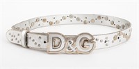 Dolce & Gabbana Monogram Silver-Tone Leather Belt