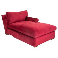 Red Chenille Upholstered Chaise Longue