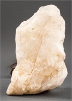 White Quartzite Mineral Specimen Mounted as a Lamp