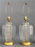 Urn Form Glass Table Lamps, Pair