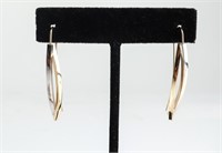 14K Yellow Gold & White Gold Sculptural Earrings