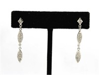 14K White Gold & Faux-Diamond Dangle Earrings